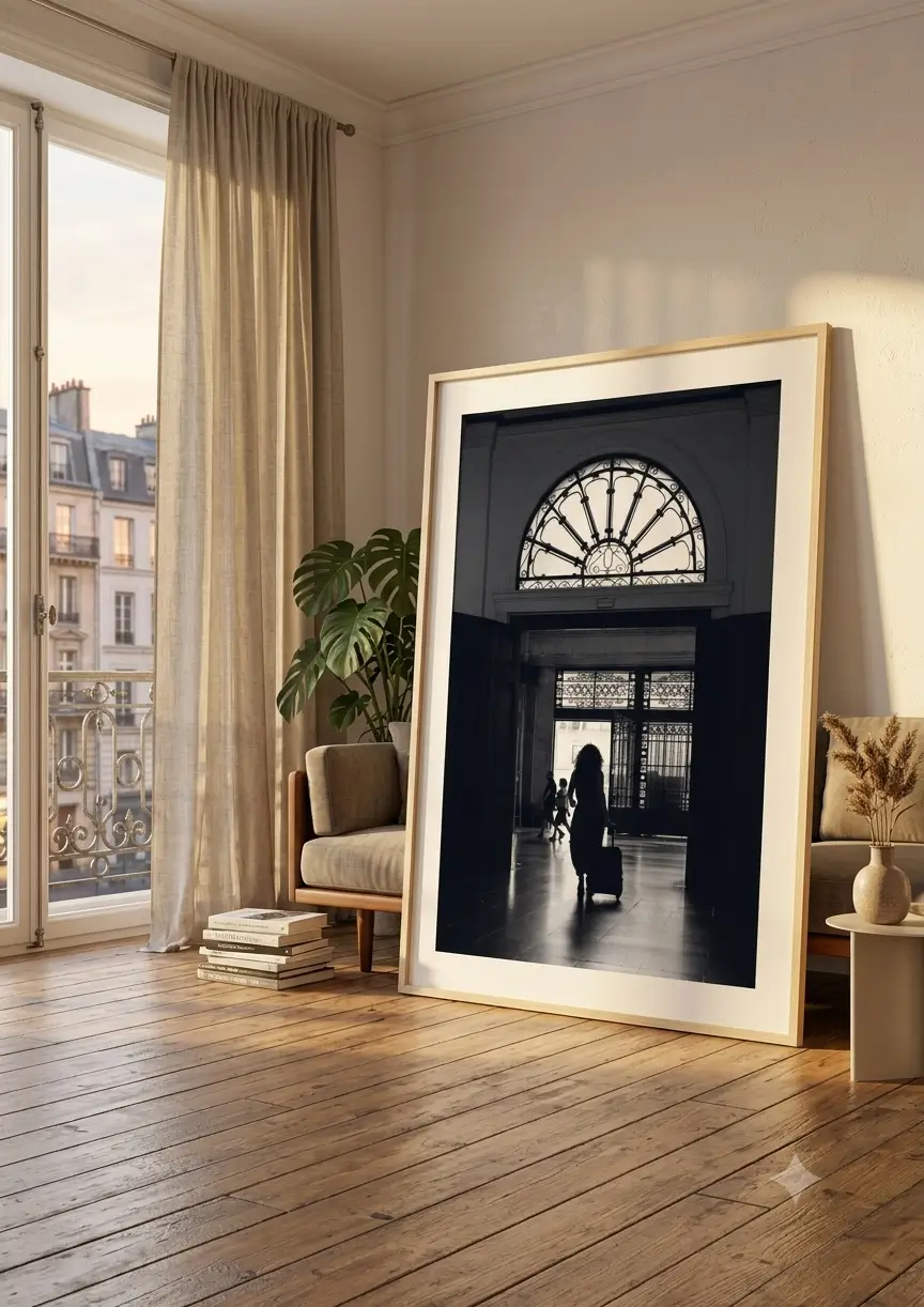 Cuadro fotográfico en blanco y negro de arquitectura para interiorismo